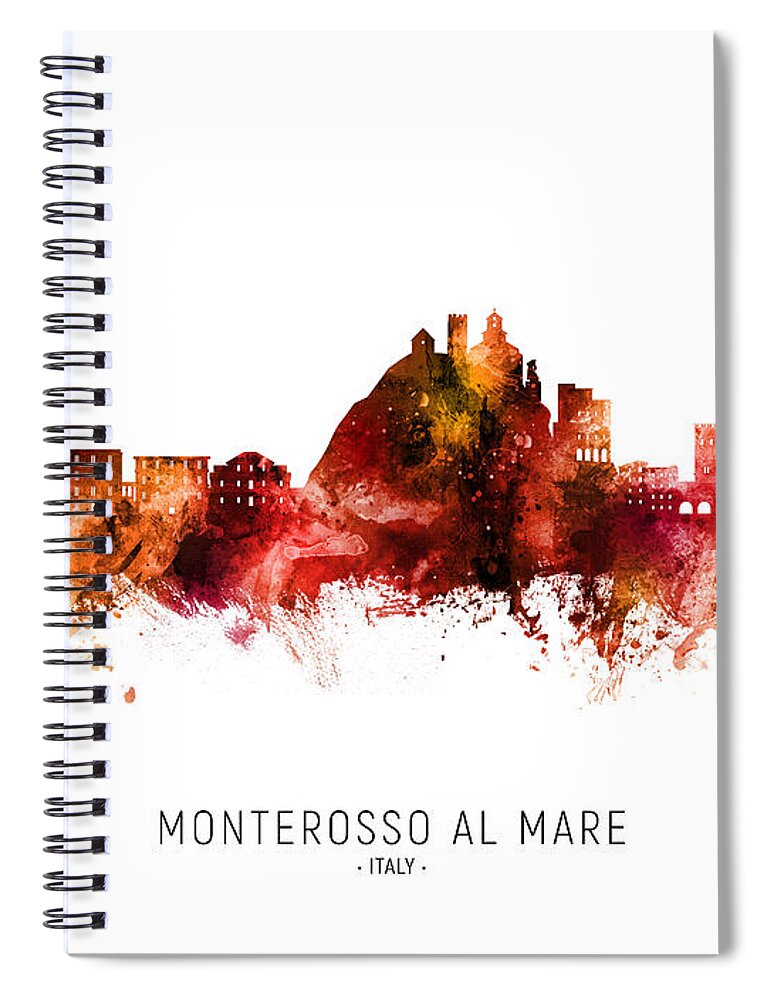 Monterosso Al Mare Spiral Notebook featuring the digital art Monterosso al Mare Italy Skyline #40 by Michael Tompsett
