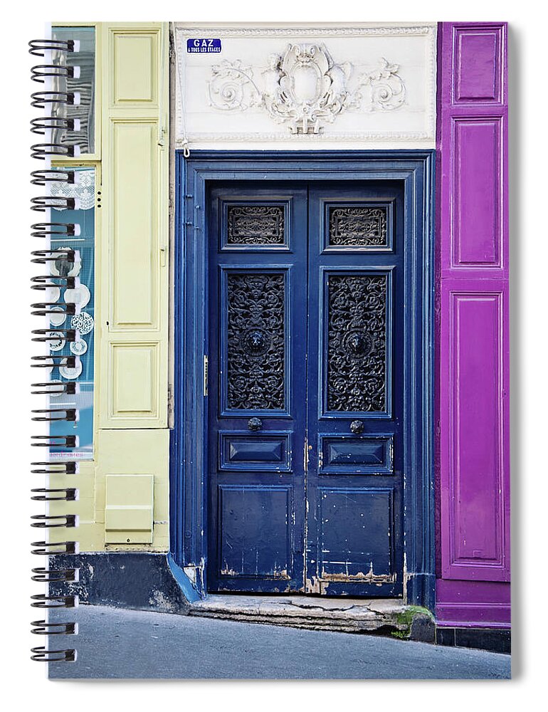 Paris Photography Spiral Notebook featuring the photograph Montmartre Colors - Paris Doors by Melanie Alexandra Price