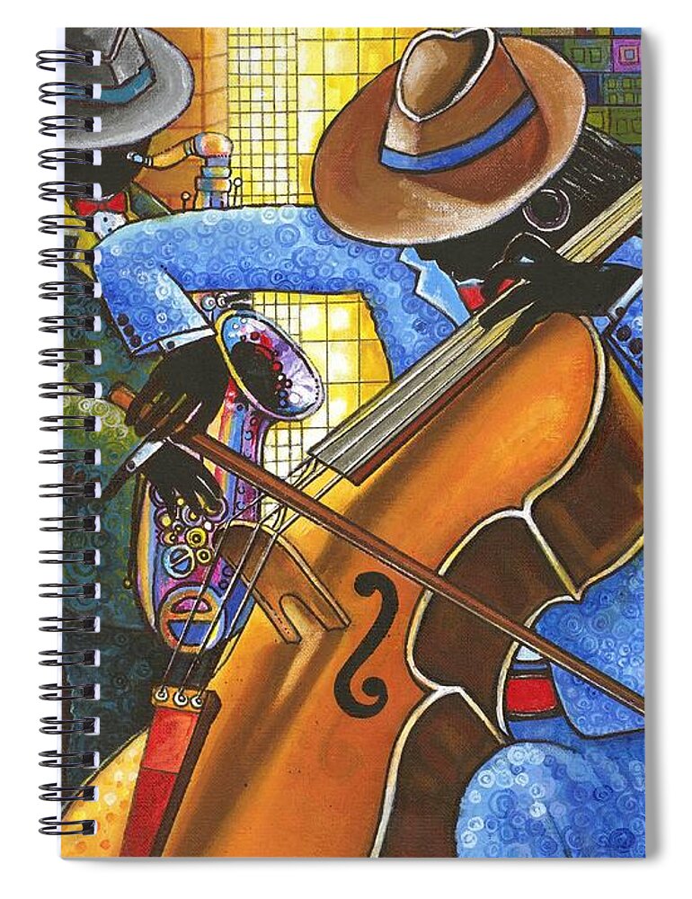 Black Art Spiral Notebook featuring the painting Mood Music by Darlington Ike