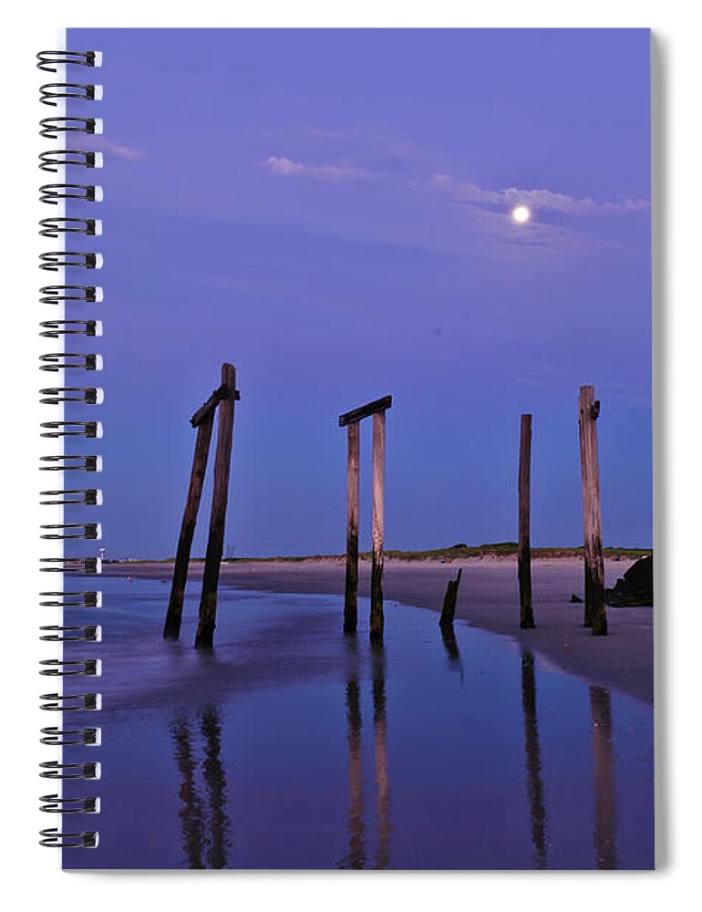 59th Pier Spiral Notebook featuring the photograph Moon Light Piers by Louis Dallara