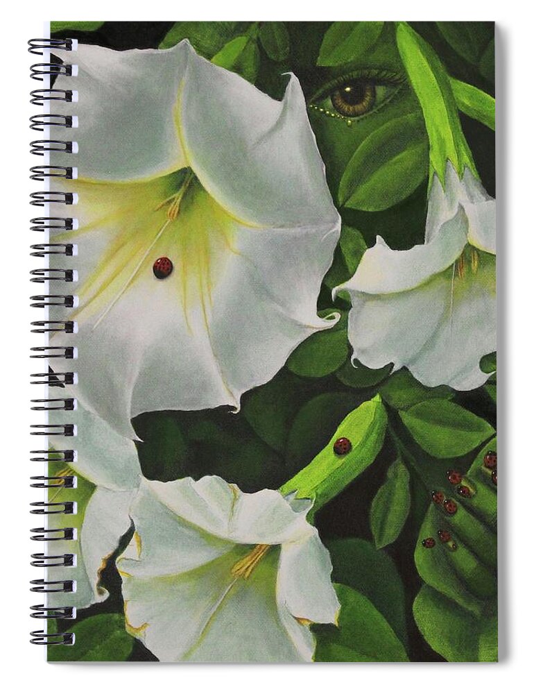 Kim Mcclinton Spiral Notebook featuring the painting Moon Lily Spirit by Kim McClinton