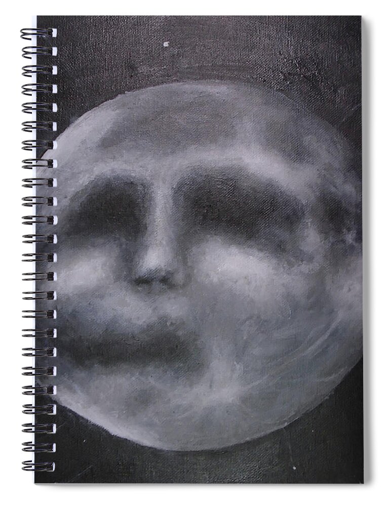 Moon Spiral Notebook featuring the painting Moon Man by Jen Shearer