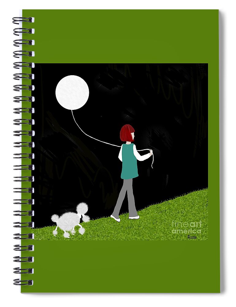 Moon Art Spiral Notebook featuring the digital art Moon on a string art by Elaine Hayward