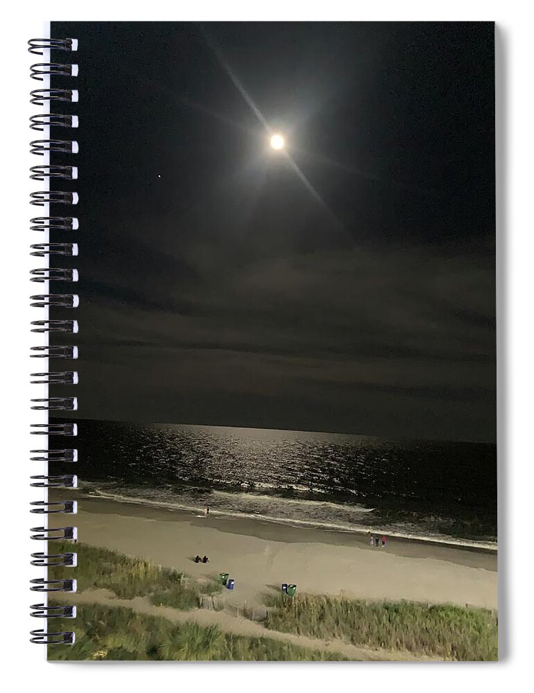 Myrtle Beach Spiral Notebook featuring the photograph Moon Over Myrtle Beach by Lisa White