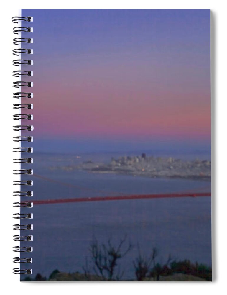 The Buena Vista Spiral Notebook featuring the photograph Moon Over The Golden Gate by Tom Singleton