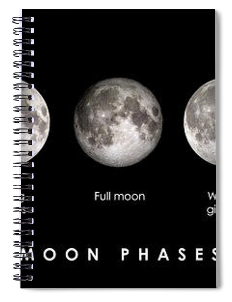 Moon Spiral Notebook featuring the photograph Moon phases by Delphimages Photo Creations
