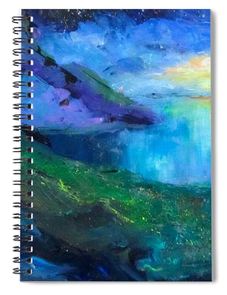 Moon Spiral Notebook featuring the painting Moon Rise by Barbara O'Toole