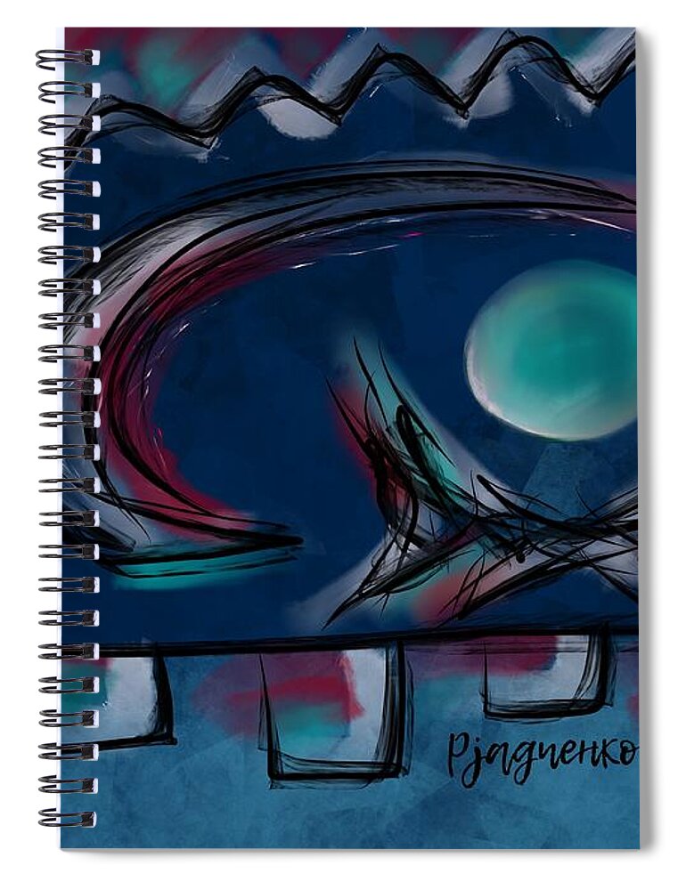  Spiral Notebook featuring the digital art Moon rising by Ljev Rjadcenko