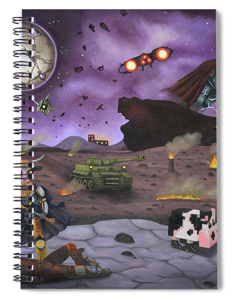 Moon Spiral Notebook featuring the painting Moon Stone by Leah Saulnier The Painting Maniac