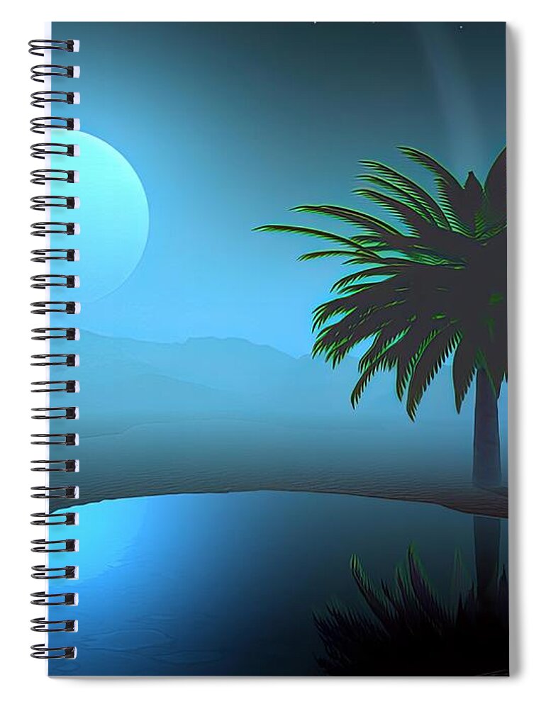  Spiral Notebook featuring the digital art Moonflower by Tom McDanel
