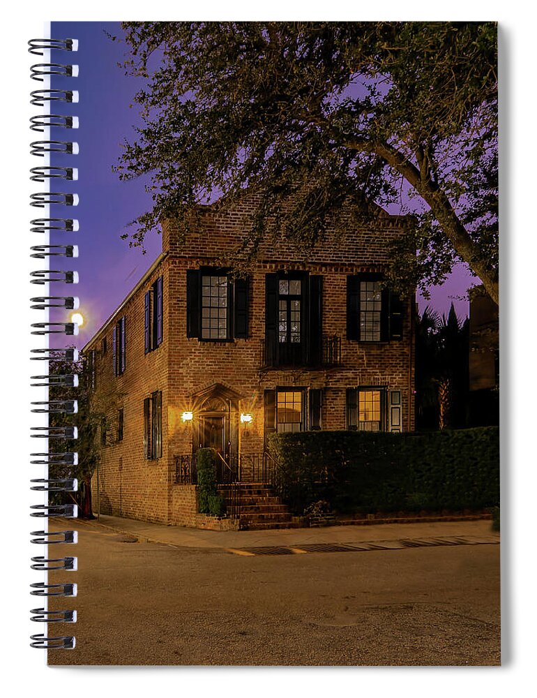 Charleston Spiral Notebook featuring the photograph Moonlight in Charleston by Norma Brandsberg