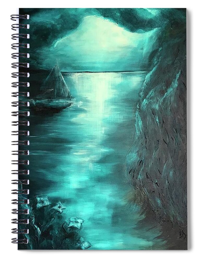 Moonlight Spiral Notebook featuring the painting Moonlight Marianas by Michelle Pier