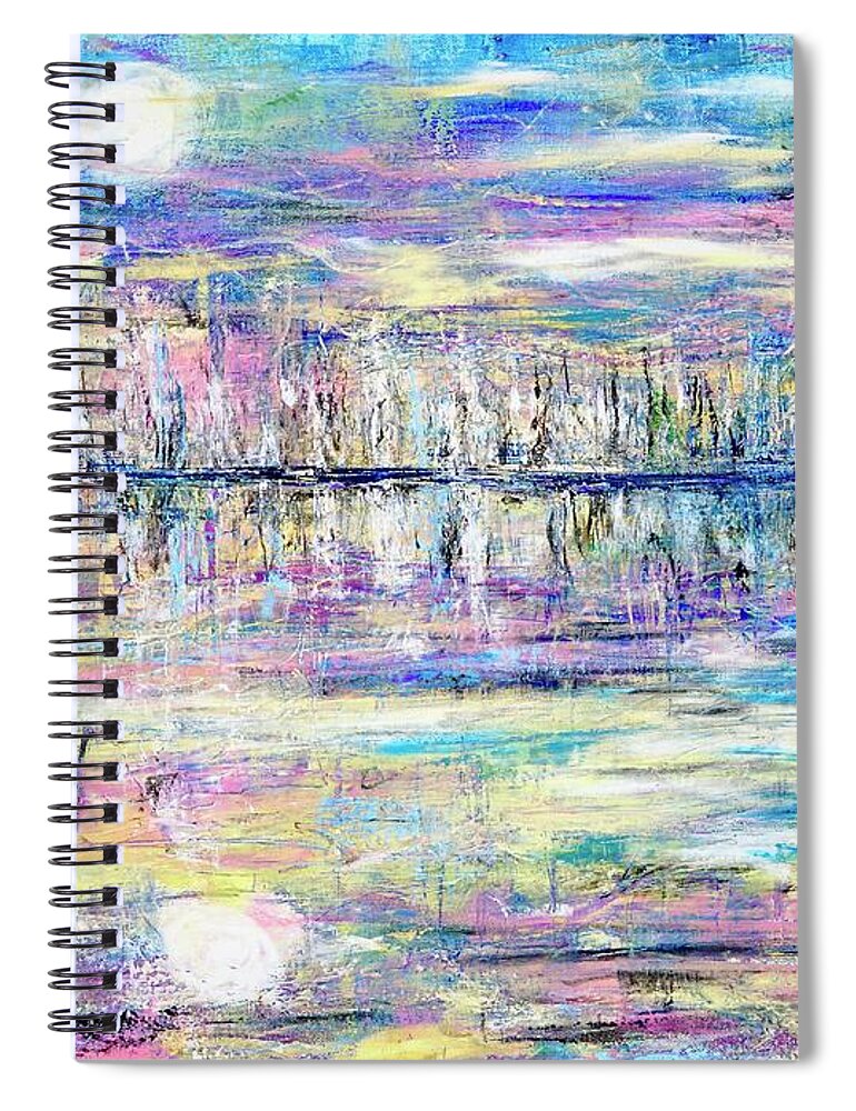 Harvest Moon Spiral Notebook featuring the painting Moonlight - Midnight Stroll- Abstract landscape by Patty Donoghue