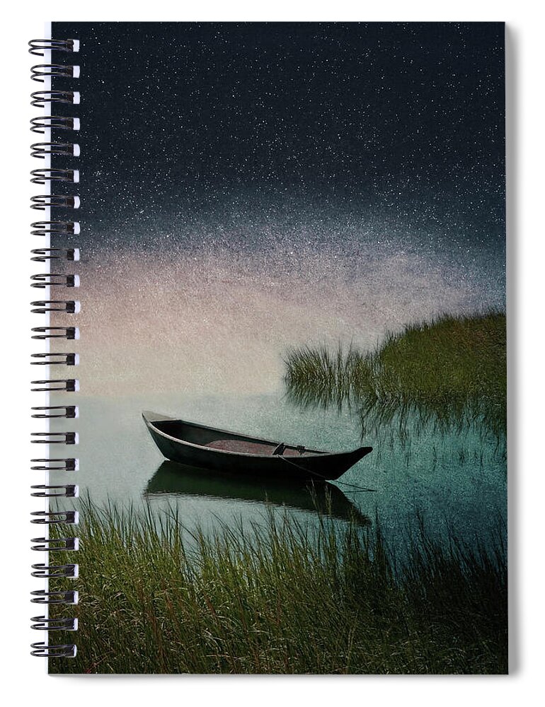 Wooden Canoe Spiral Notebook featuring the photograph Moonlight Paddle by Brooke T Ryan