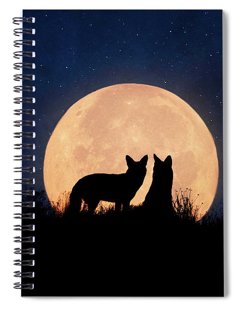 Coyote Spiral Notebook featuring the digital art Moonrise by Nicole Wilde