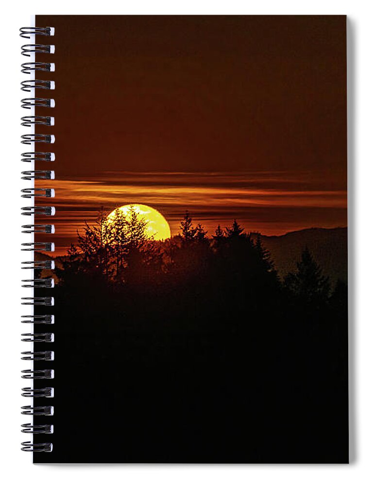 Moon Rise Spiral Notebook featuring the photograph Moonrise over the hill's by Ulrich Burkhalter