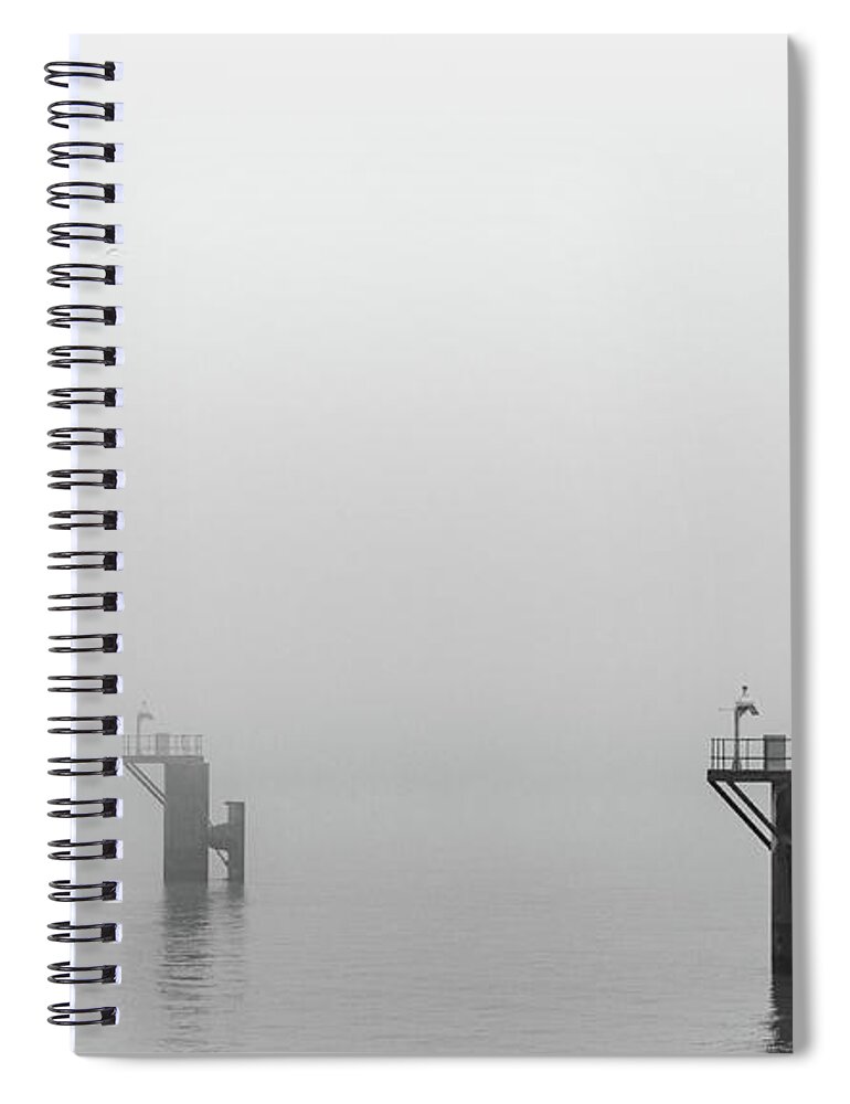 Mooring Spiral Notebook featuring the photograph Mooring Dolphins in the Fog by Gavin Lewis