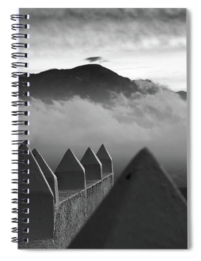 Moorish Spiral Notebook featuring the photograph Moorish watchtower and La Maroma by Gary Browne