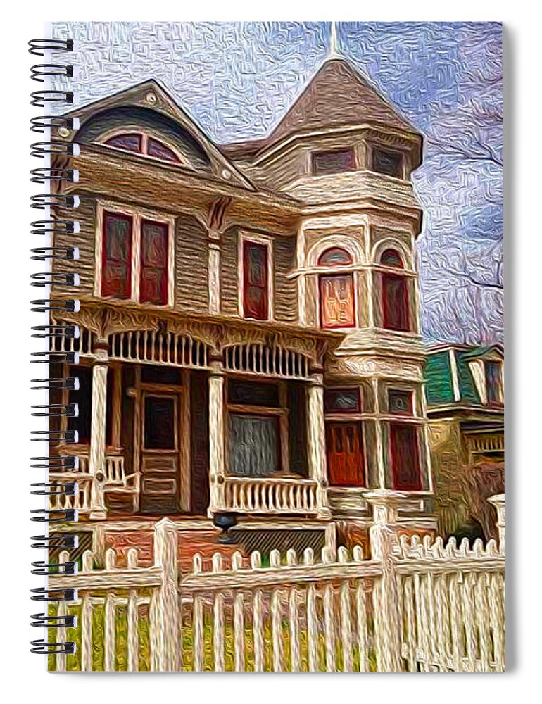 Mork And Mindy Spiral Notebook featuring the mixed media Mork and Mindy House Television Show Set Oil Painting by Design Turnpike