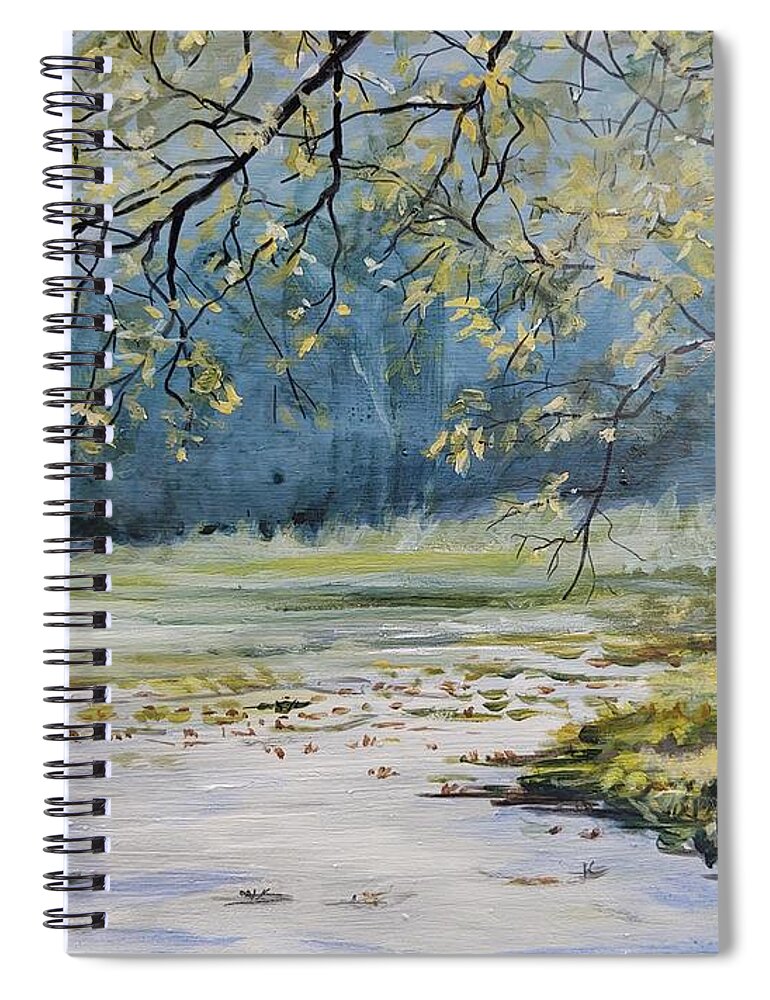 Landscape Spiral Notebook featuring the painting Morning Blue by William Brody