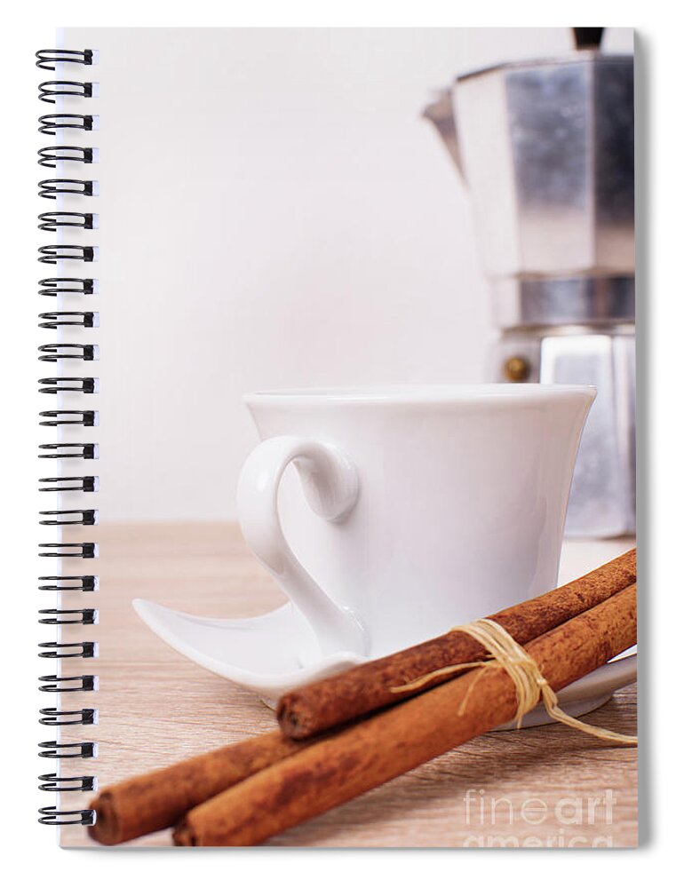 Coffee Spiral Notebook featuring the photograph Morning coffee with cinnamon by Mendelex Photography