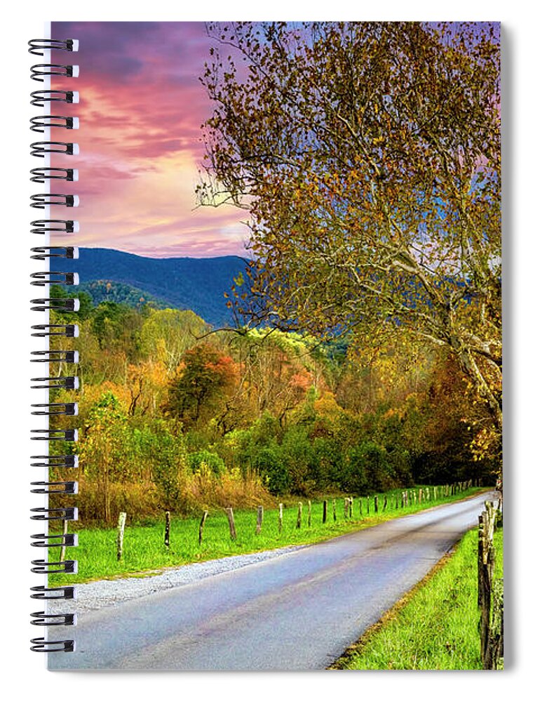Trail Spiral Notebook featuring the photograph Morning Colors Along Sparks Lane at Cades Cove by Debra and Dave Vanderlaan