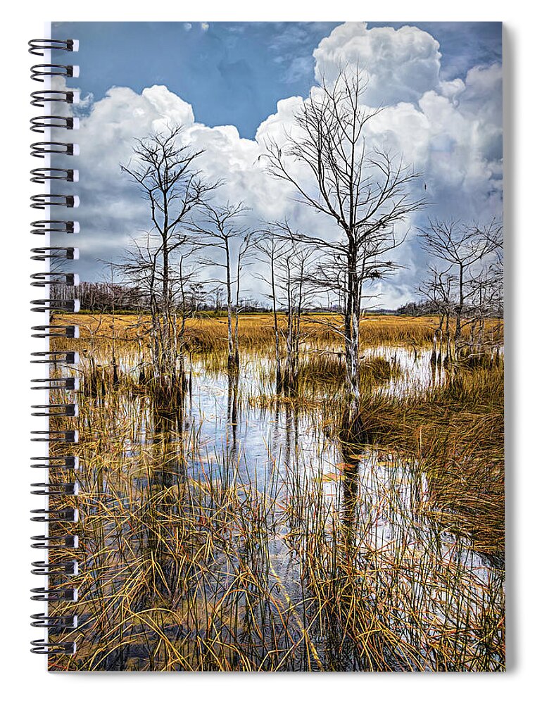 Clouds Spiral Notebook featuring the photograph Morning Everglades in the Fall by Debra and Dave Vanderlaan