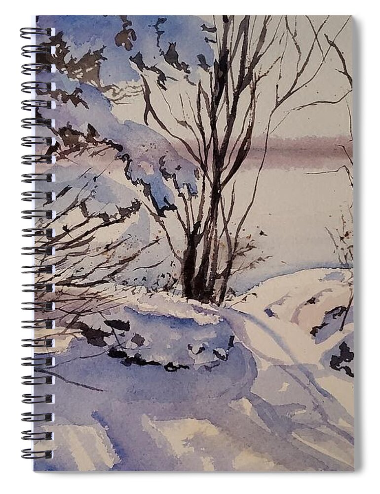 Landscape Spiral Notebook featuring the painting Morning Glow by Sheila Romard
