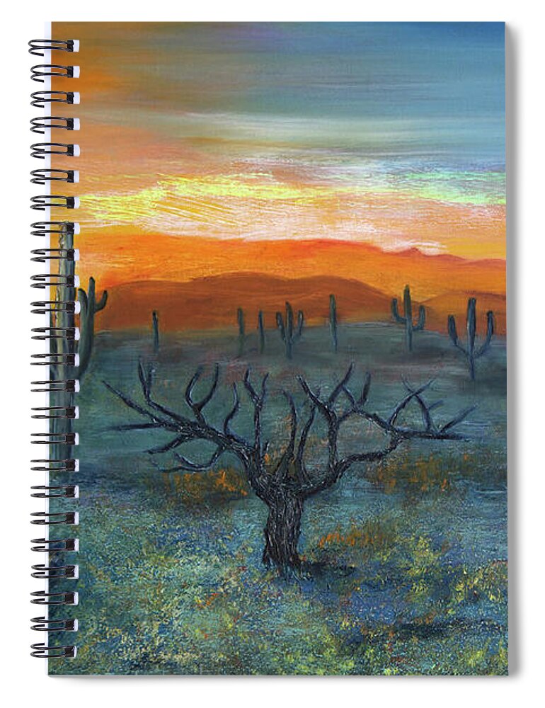 Orange Spiral Notebook featuring the painting Morning Has Broken by Evelyn Snyder