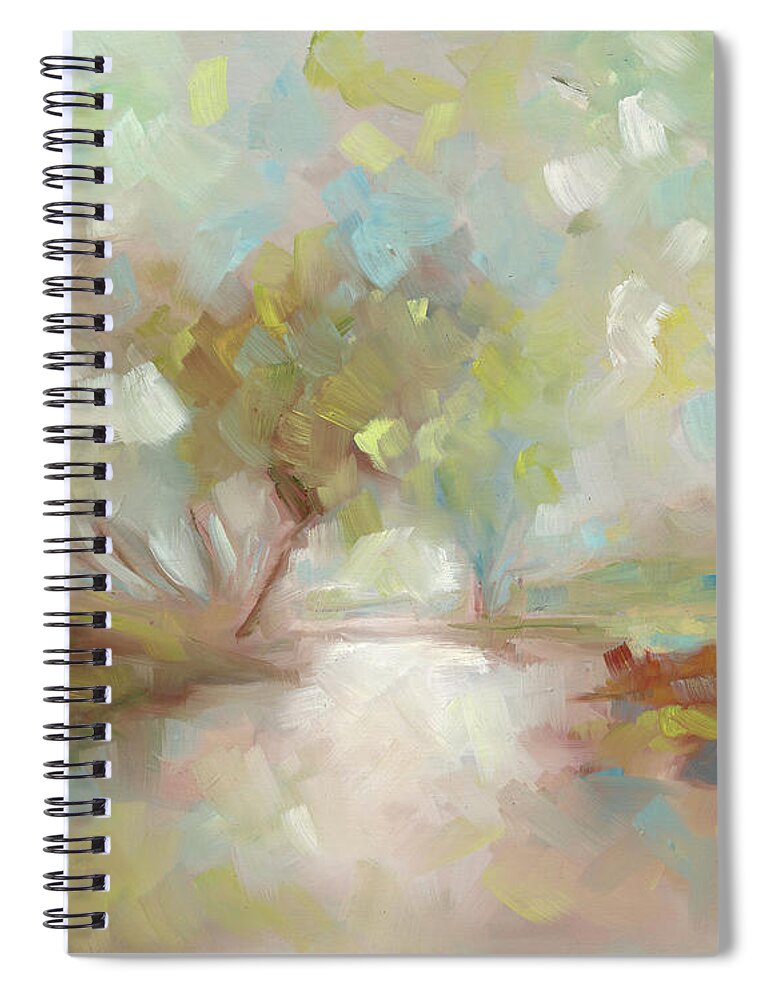 Landscape Spiral Notebook featuring the painting Morning in Richmond Park by Roger Clarke
