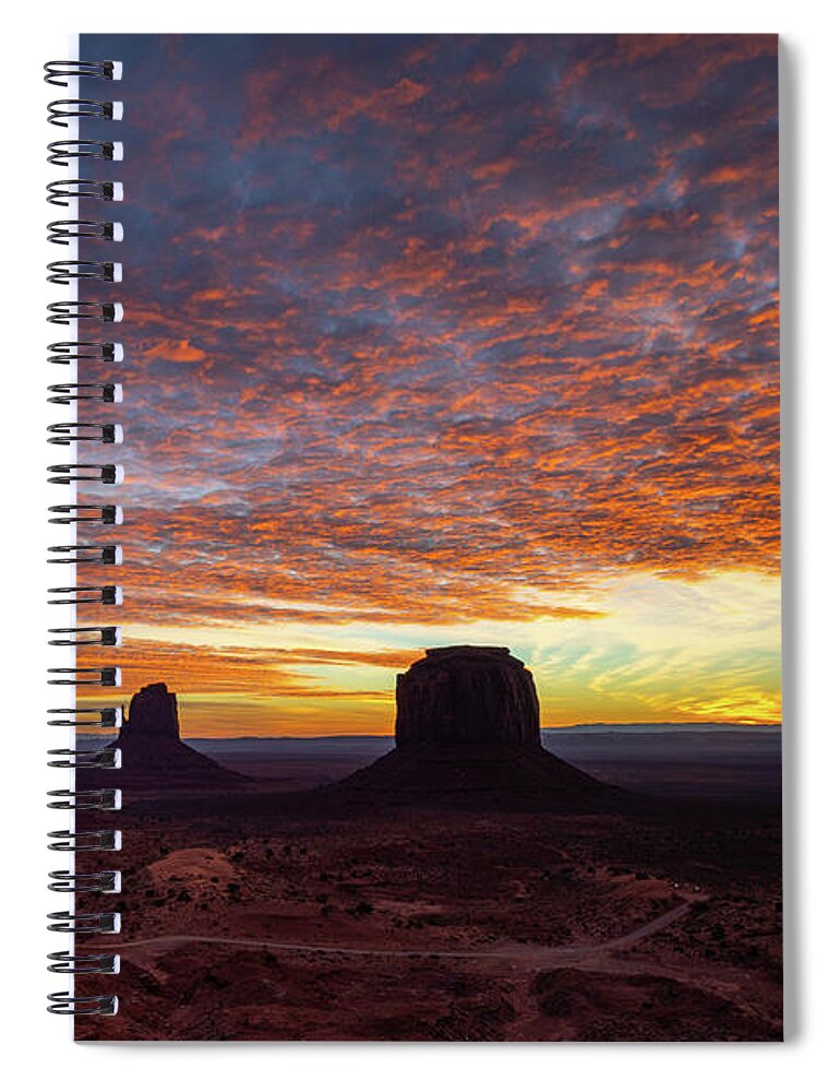 Usa Spiral Notebook featuring the photograph Morning Over Monument Valley by Tim Stanley