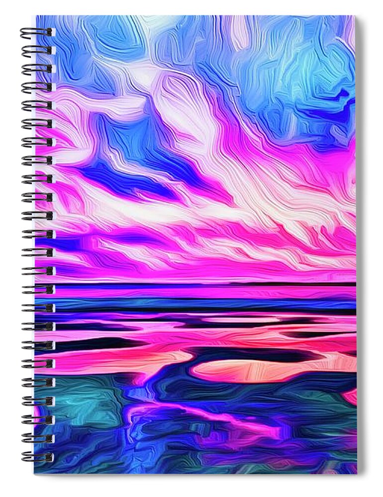 Landscape Spiral Notebook featuring the digital art Morning Reflections by Michael Stothard