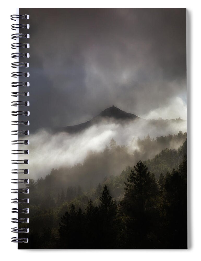 Morning Veil Spiral Notebook featuring the photograph Morning veil of fog by Donald Kinney