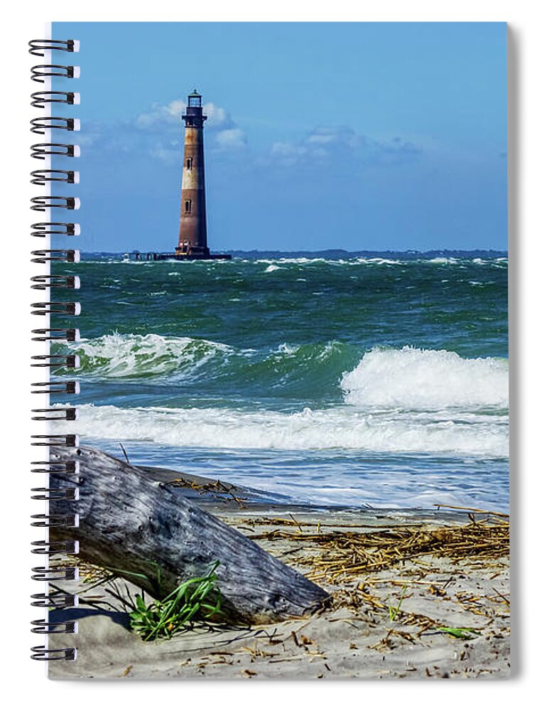 Morris Island Lighthouse Spiral Notebook featuring the photograph Morris Island Lighthouse Tree Remains by Jennifer White