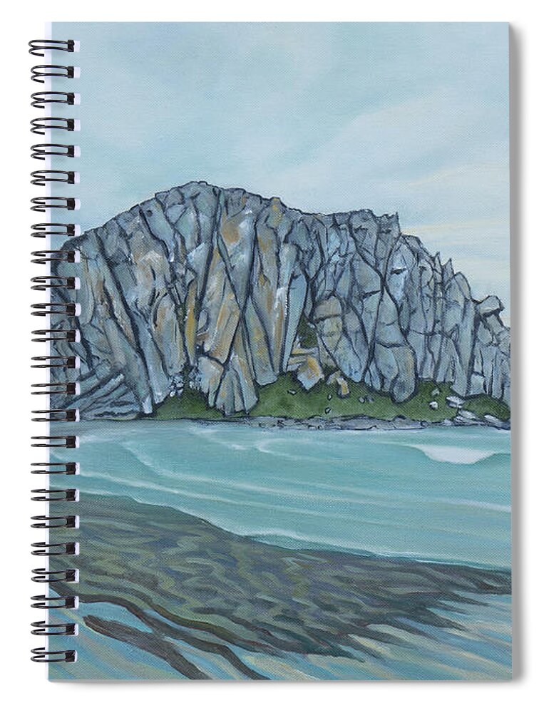 Morro Rock Spiral Notebook featuring the painting Morro Rock by Whitney Palmer