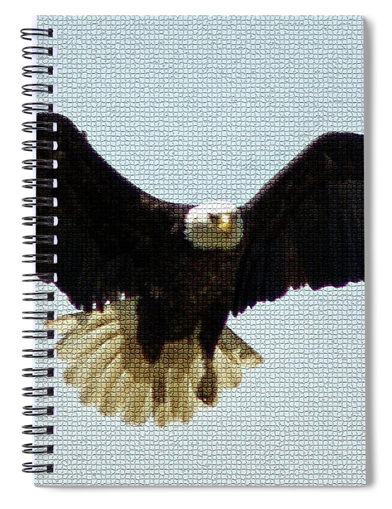 America Spiral Notebook featuring the digital art Mosaic Bald Eagle by David Desautel