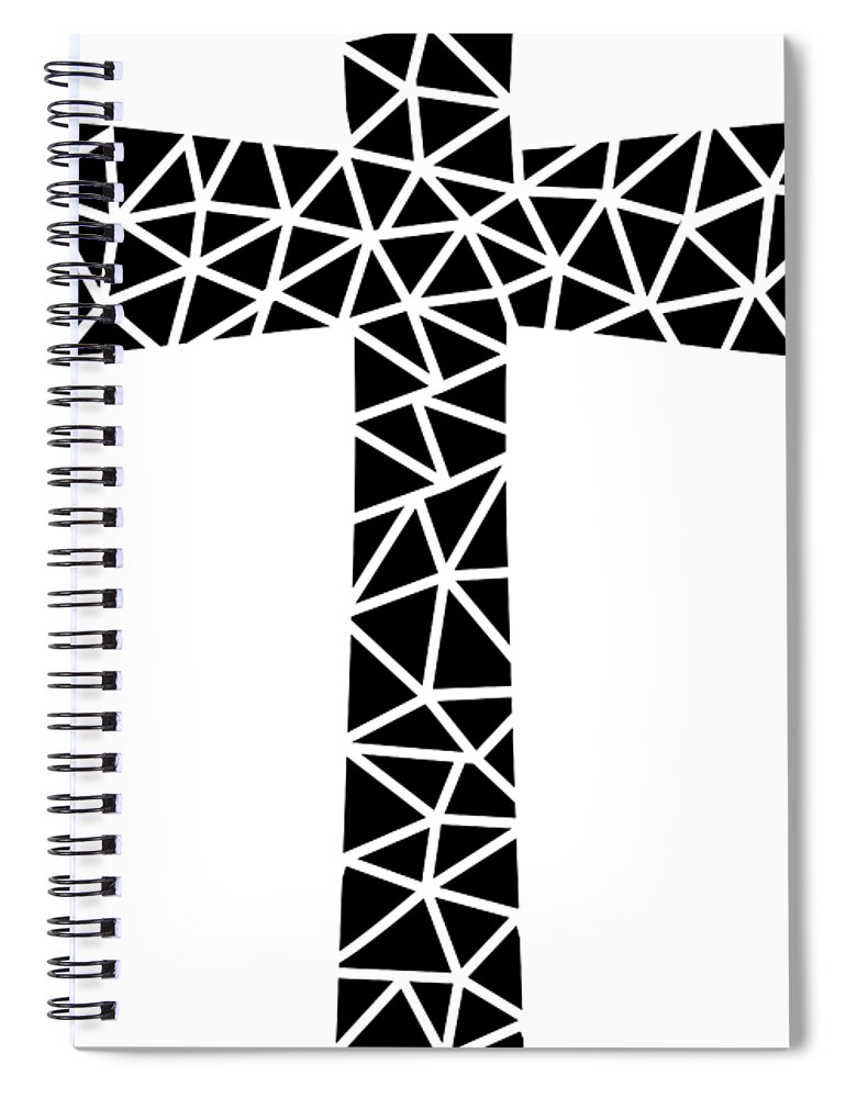 Mid Century Modern Spiral Notebook featuring the digital art Mosaic Cross by Donna Mibus