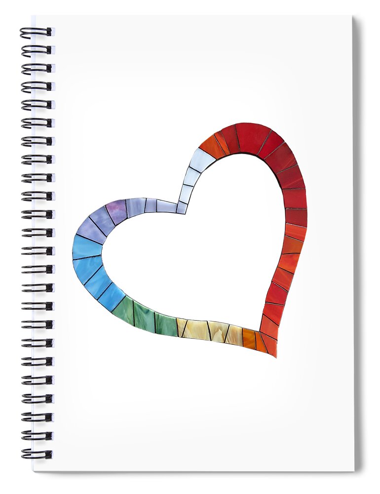Heart Spiral Notebook featuring the glass art Mosaic Heart In Rainbow Colors by Adriana Zoon