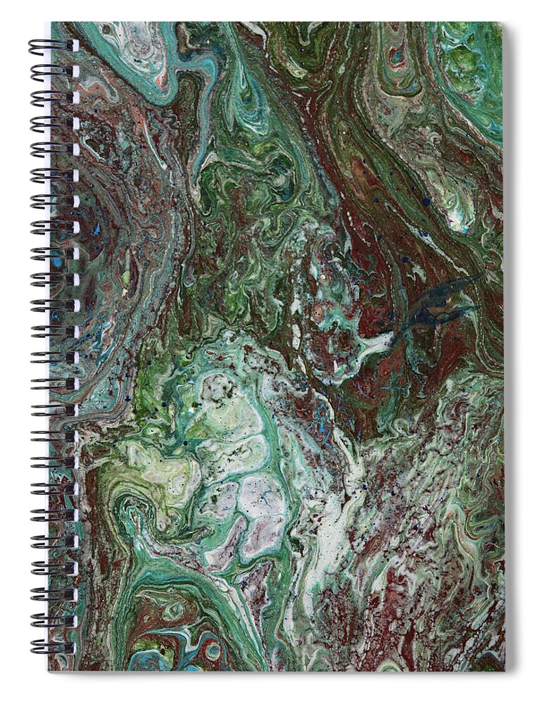 Burnt Sienna Spiral Notebook featuring the painting Mossy Terracotta by Nicole Pedra