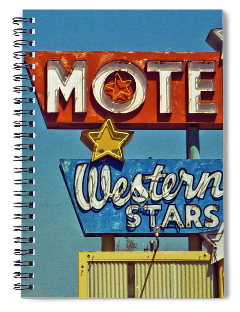 New Spiral Notebook featuring the photograph Motel Western Stars by Matthew Bamberg