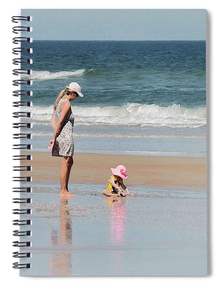 Beach Spiral Notebook featuring the photograph Mother and Child Beach Moment by Neala McCarten