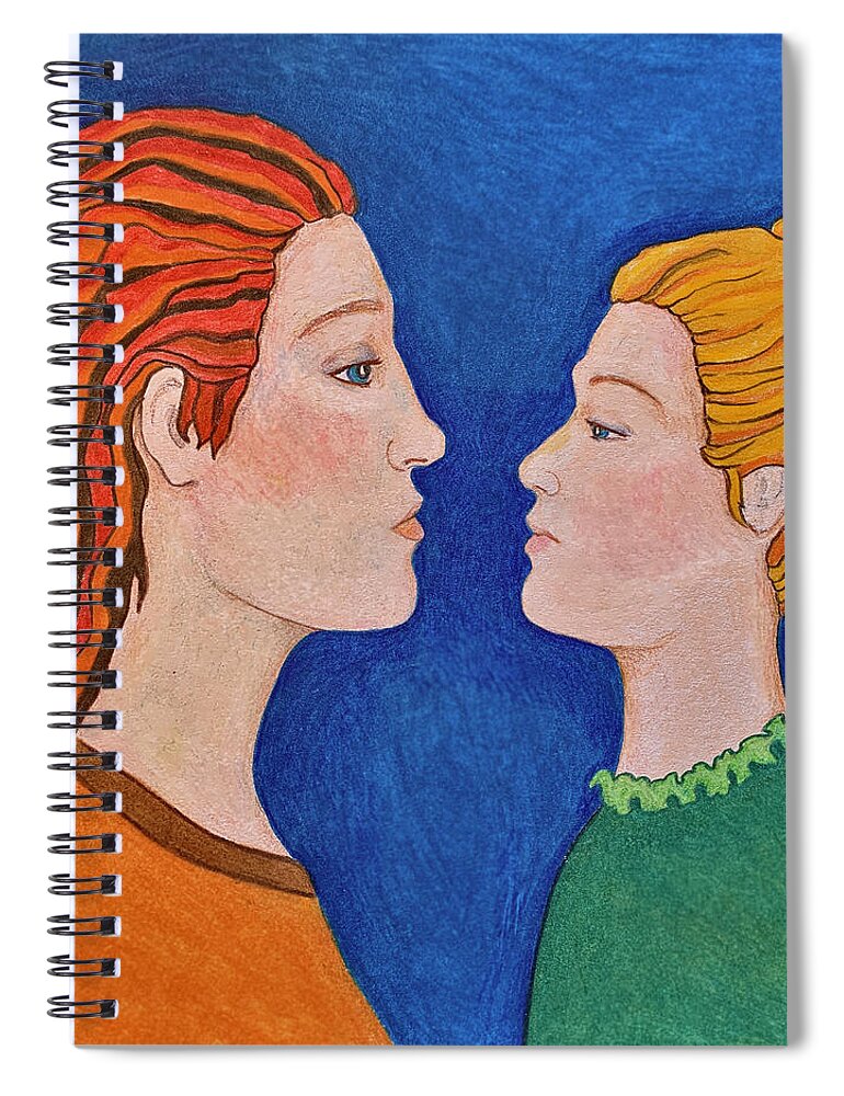 Mothers Spiral Notebook featuring the mixed media Mother and Daughter by Lorena Cassady