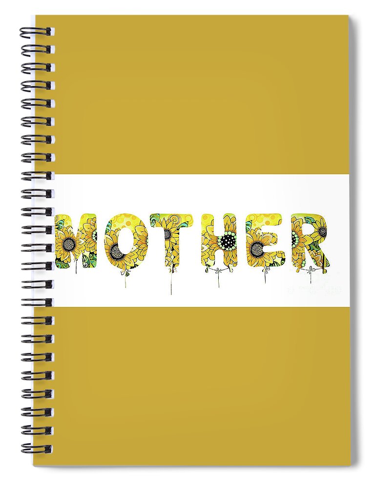 Mother Spiral Notebook featuring the mixed media Mother With Sunflowers by Tina LeCour