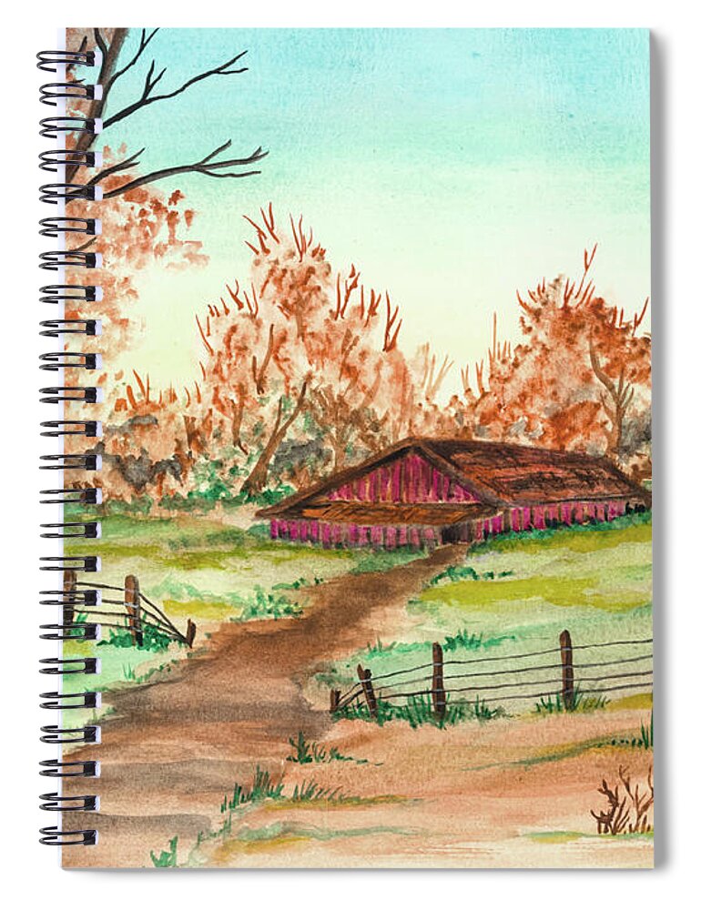Fall Spiral Notebook featuring the painting Mothers Medow by The GYPSY and Mad Hatter