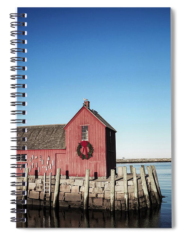 Rockport Spiral Notebook featuring the photograph Motif Number One Christmas by Mary Capriole