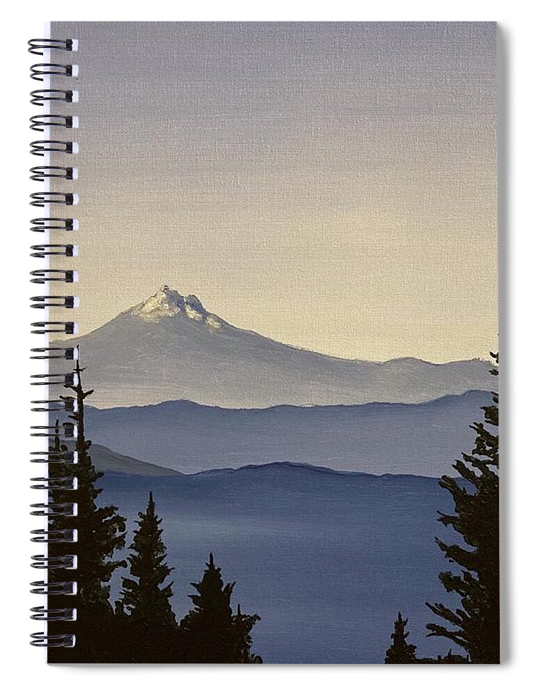 Mountain Spiral Notebook featuring the painting Mount Jefferson from Timberline by Barbara Von Pagel