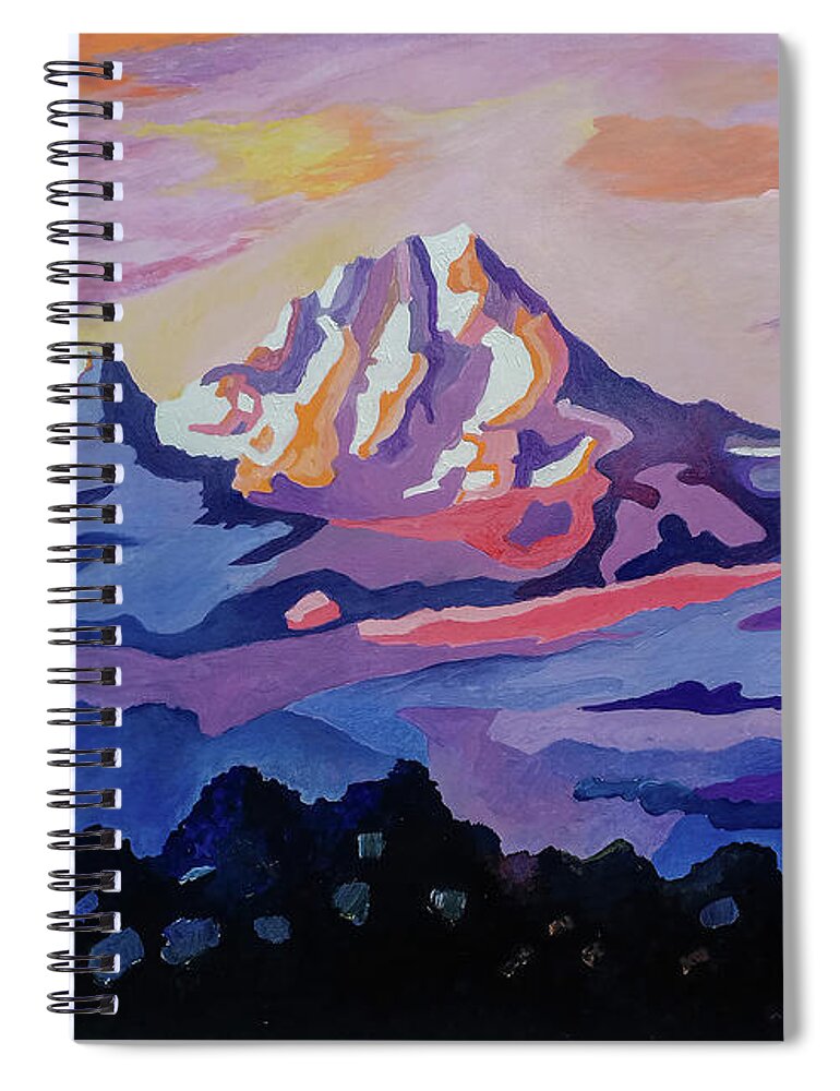 Nairobi Spiral Notebook featuring the painting Mount Kenya at dawn by Anthony Mwangi