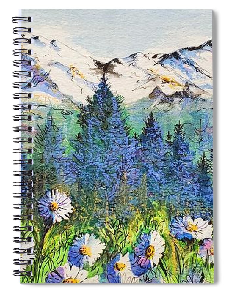 Mountains Spiral Notebook featuring the painting Mountain Blues by Diane Phalen