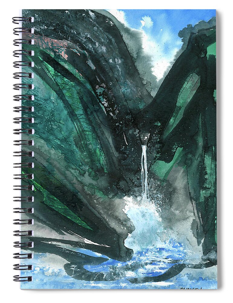 Rhodes Rumsey Spiral Notebook featuring the painting Mountain Falls by Rhodes Rumsey