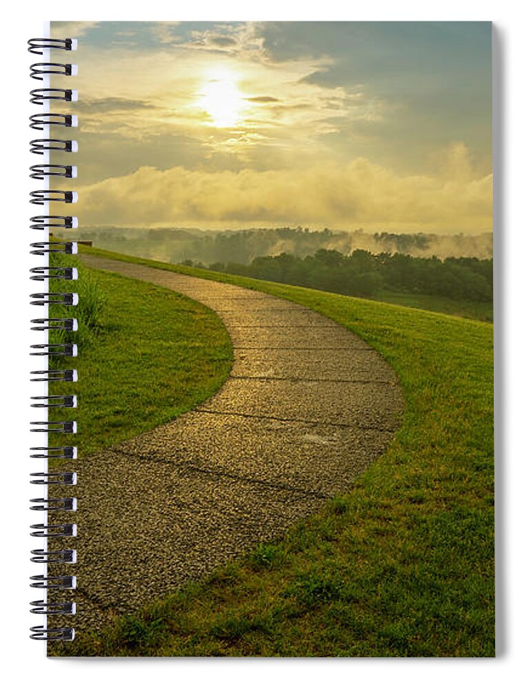 Sun Spiral Notebook featuring the photograph Mountain Fog at Sundown by Jason Fink